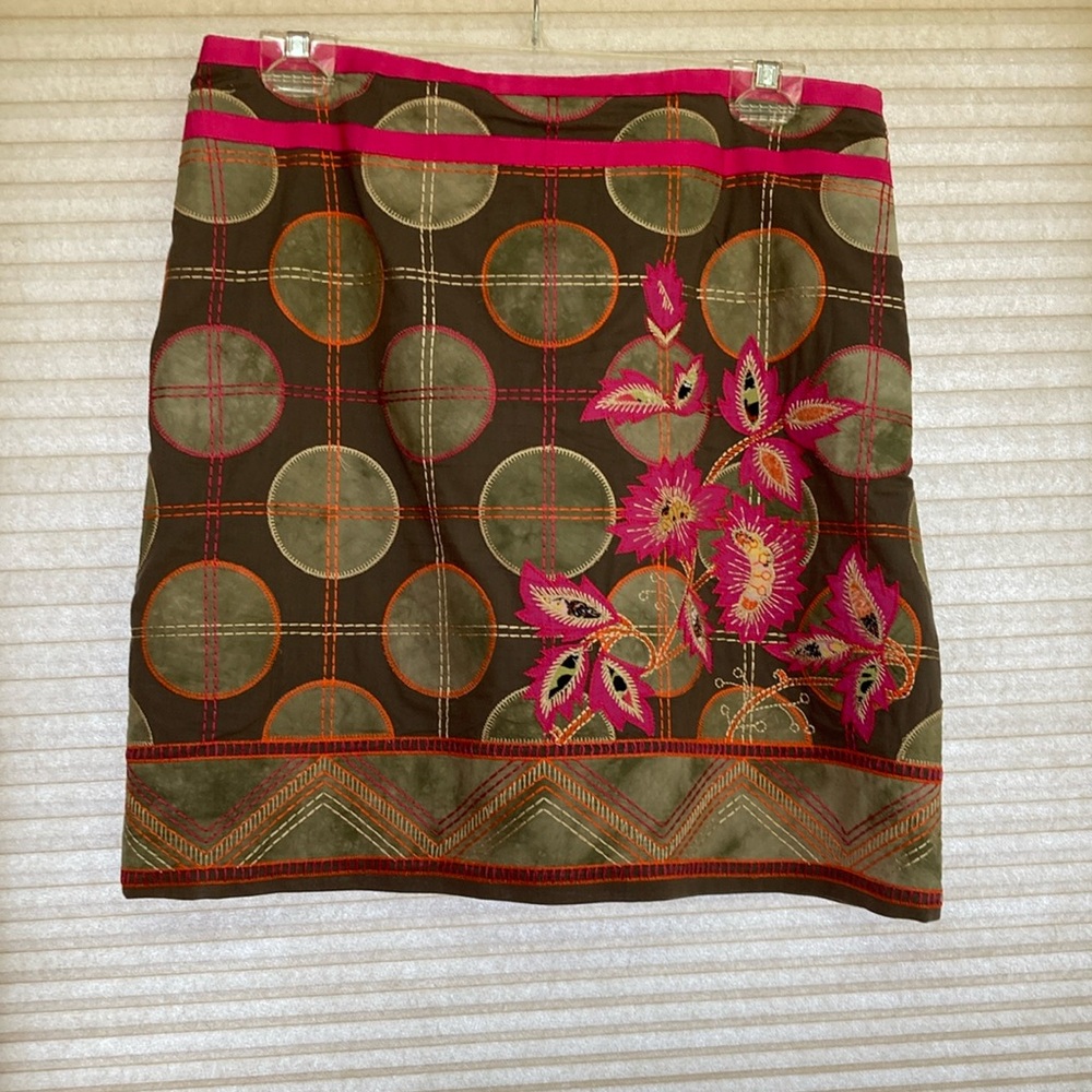 Etcetera cotton skirt with floral appliqué